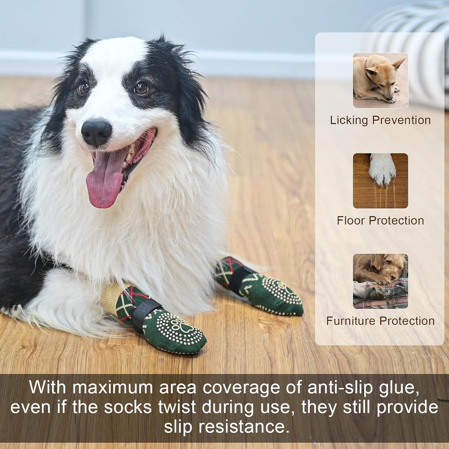 BEAUTYZOO Dog Socks to Prevent Licking Paws -Dog Shoes for Hot Pavement & Hardwood Floors Anti Slip, Traction Control Boots & Paw Protectors with Double Side Grips for Small Medium Large Senior Dogs