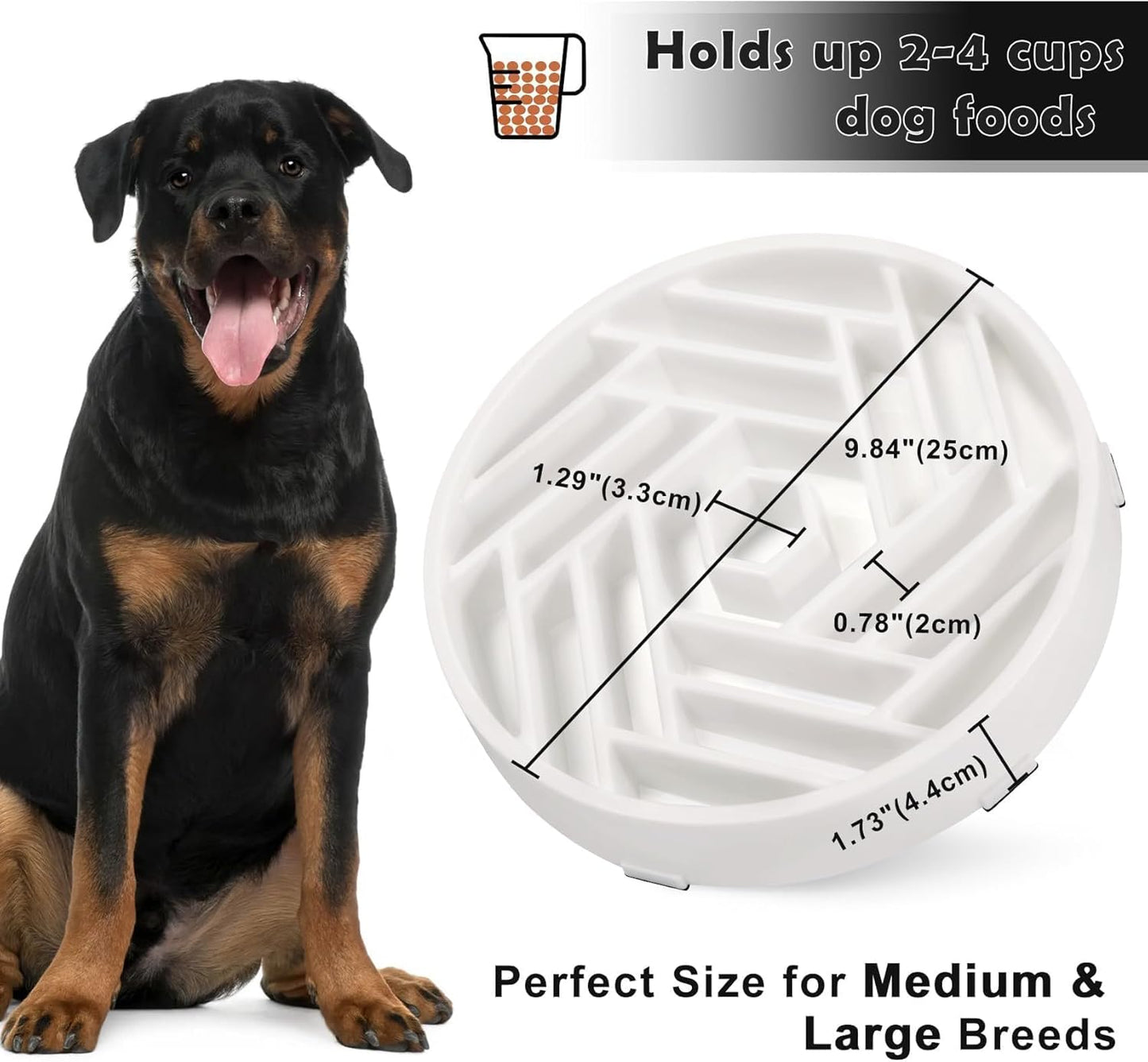 TOBYTO Slow Feeder Dog Bowls Large Medium Breed,Anti-Choking Slow Eating Dog Food Bowl,Non Slip Pet Slower Food Feeding Bowls Large Puzzle Slow Feeder Bloat Stop Maze Dog Dishes,Black