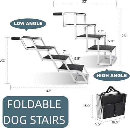 Dog Ramp for Car, 65"X17" Folding Pet Gentle Slope for Truck, SUV, Outdoor Large Pet Stair Ramps with Non-Slip Surface & Aluminum Construction for Medium & Large Dogs, Up to 250lbs, Black