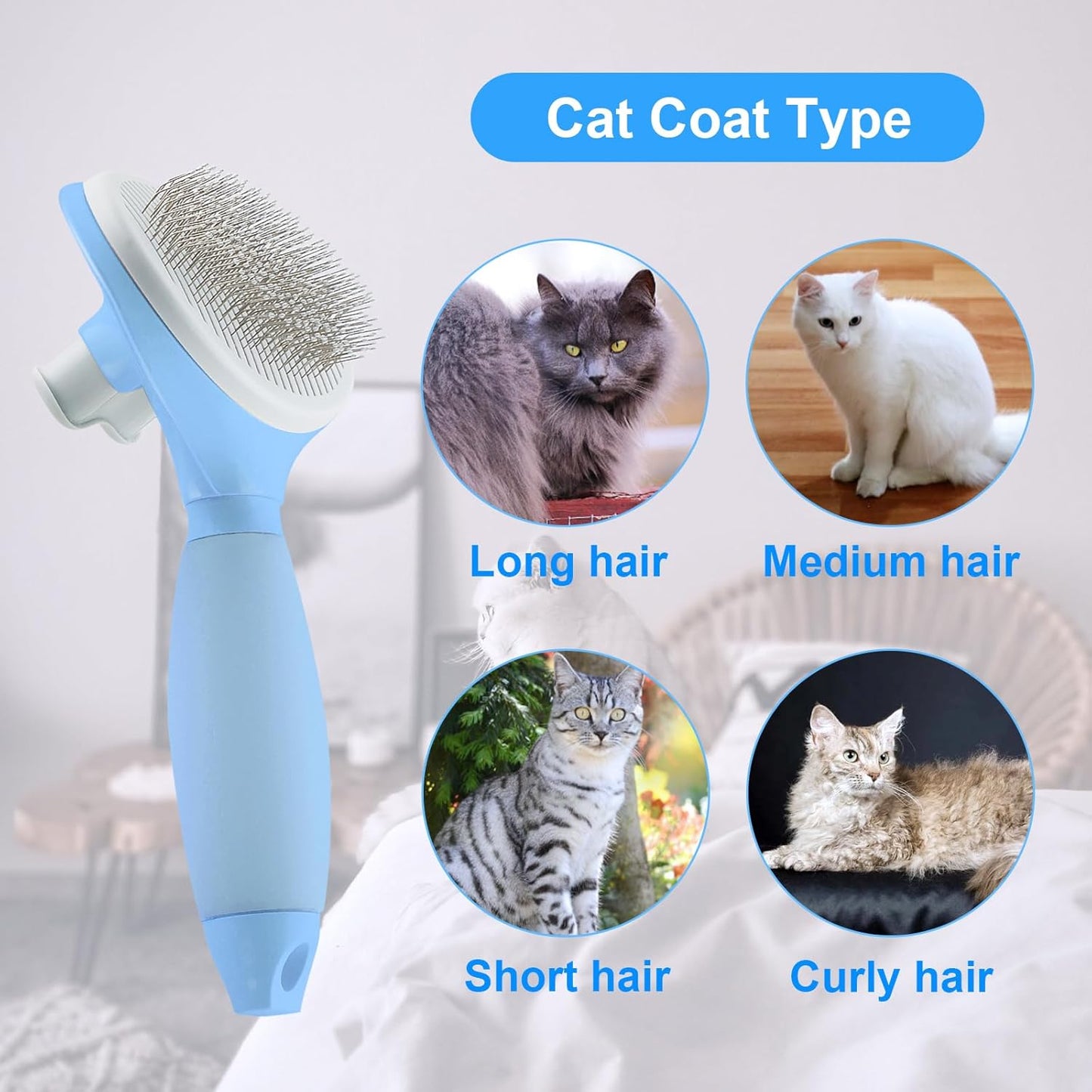 Cat Hair Brush,Cat Brush for Shedding,Soft Silicone Self Cleaning Brushes for Short and Long Haired Cats for Grooming and Shedding