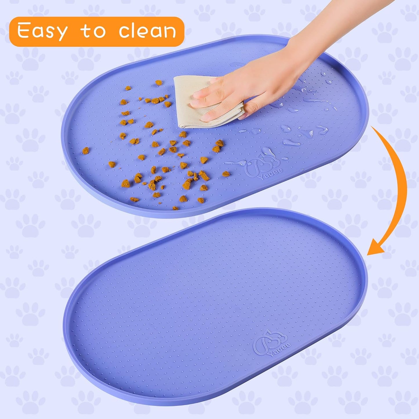 100% Waterproof 0.5" Raised Edge BPA Free Silicone Dog Food Mat, Pet Cat Feeding Mats Contain Spills Protects Floors, Placemats for Cats and Dogs Water Bowl Dishwasher. (Small, Gray)