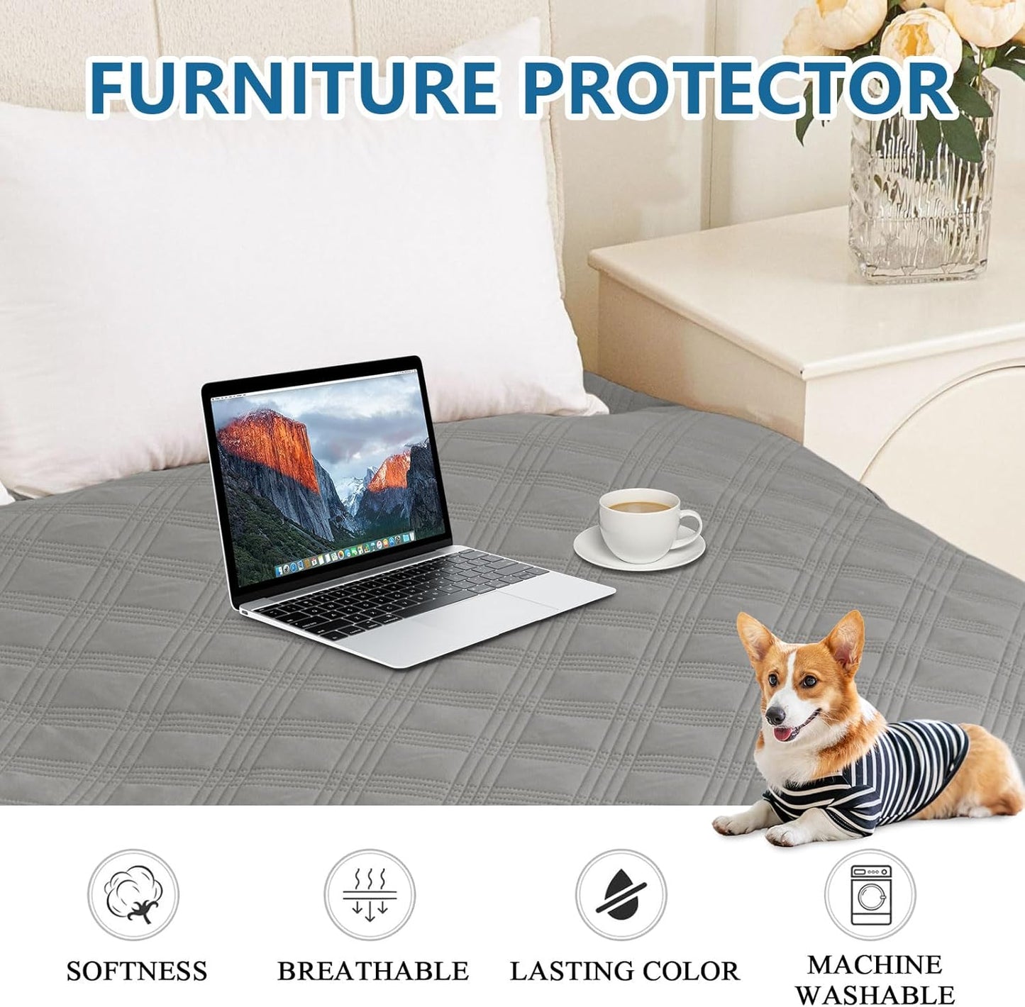 hyha Waterproof Dog Bed Blanket, Soft Pet Blankets, Waterproof Couch Cover for Dogs, Reversible Sofa Covers Washable for Furniture (30x70 Inch, Taupe/Beige)