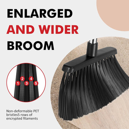 Heavy Duty Broom, 55 Inch Long Handle Outdoor Large Angle Brooms, Commercial Broom for Sweeping Indoor, for Home Garage Kitchen Office Courtyard Lobby Patio Lawn Concrete