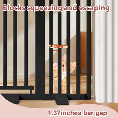 51'' Extra Tall Cat Gate for Doorways 30-40.9'' Wide, Climb Proof Pet Dog Gates for Kitten Dogs, Pressure Mounted No Drilling Cats Fence Barrier White