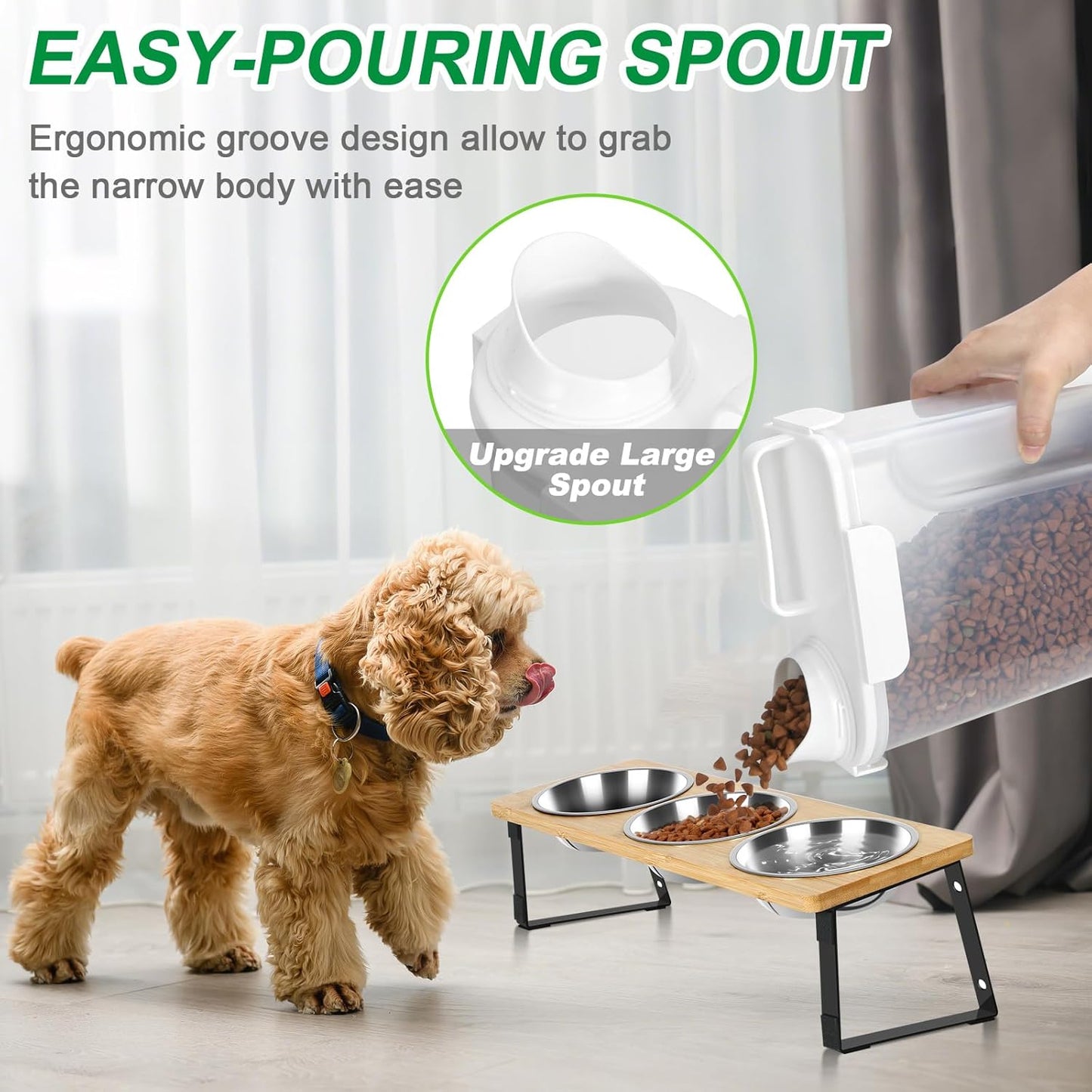 TBMax Dog Food Storage Container 5-7 lbs, Airtight Cat Food Container with Larger Spout & Measuring Cup, Portable Pet Food Storage Dispenser for Small Animal Kibble Storage, Bird Seed Container