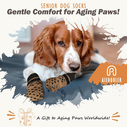 Anti Slip Dog Socks to Prevent Licking Paws, Dog Shoes for Hot/Cold Pavement, Dog Boots on Hardwood Floors, Traction Control Dog Booties & Paw Protectors for Small Medium Large Senior Dogs
