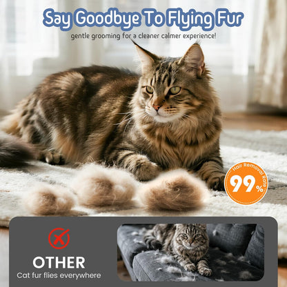 Dog & Cat Brush for Shedding, Self Cleaning Deshedding Brush with Adjustable Bristle Length & Dematting Comb, Skin Friendly Grooming Tool for Long & Medium-Long Hair Pets