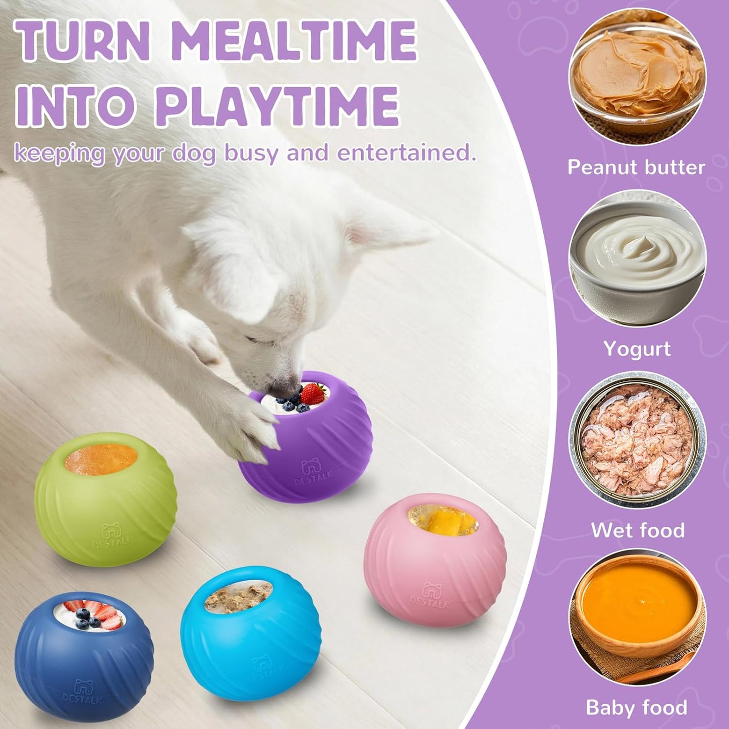 Long-Lasting Dog Lick Toy, Wobbly Dog Enrichment Lick Bowl to Keep Dogs Busy, Interactive Stuffable Dog Treat Feeder for Boredom, Silicone Treat Dispensing Chew Toy(Dark Blue,S)