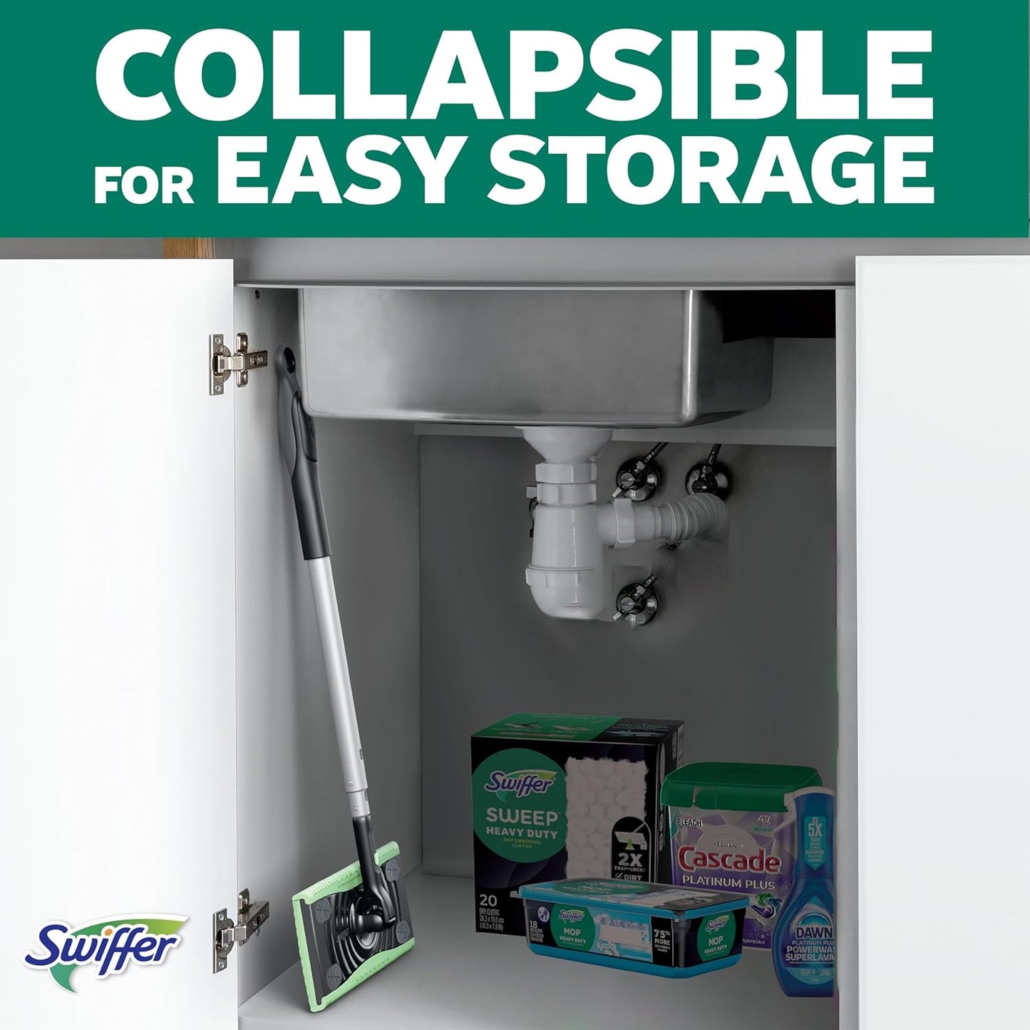 Swiffer Hair Magnet Deluxe Starter Kit with Collapsible Pole, 9 Hair Magnet Dry Cloths, 2 Bonus Mop & Go Wet Cloths