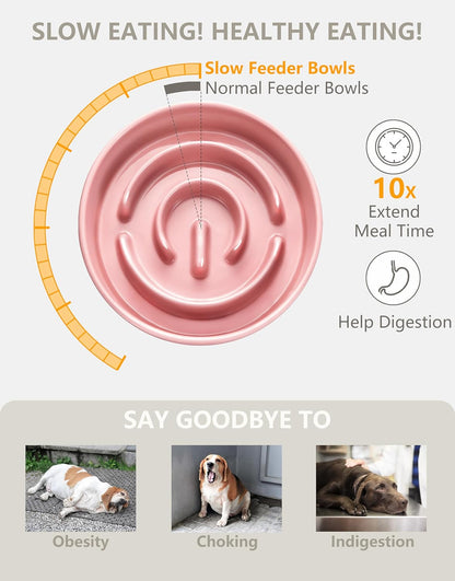 Ceramic Slow Feeder Dog Bowls, 2.0 Cups Slow Feeder for Medium Dogs, Puzzle Maze Bowl to Slow Down Eating, 30oz, 8in, White