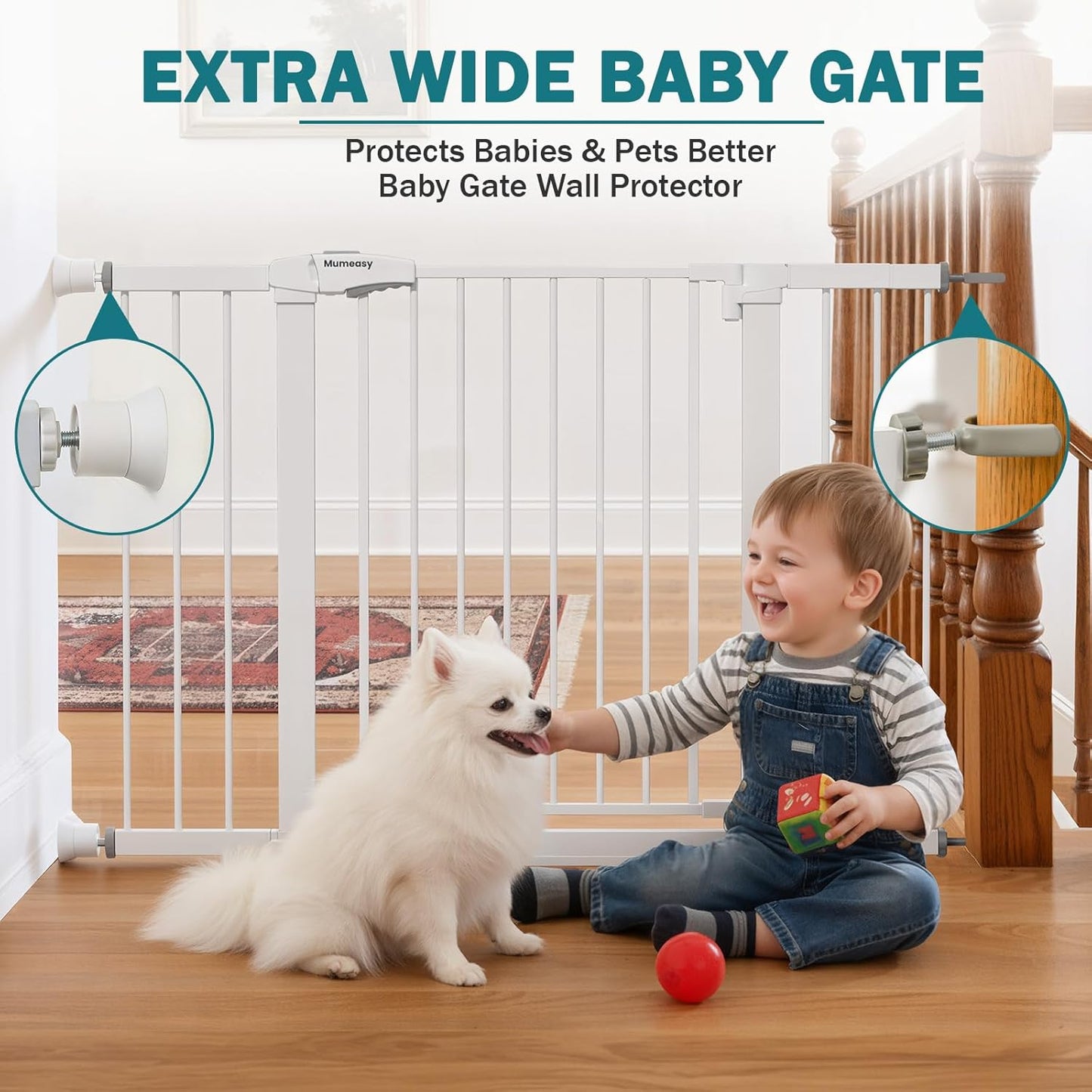 Mumeasy 36" High Extra Tall Dog Gate, 29.6"-40.5" Wide Pressure Mounted Tall Baby Gate for Dog, Auto Close Pet Gate with Door for Stairs,Doorways,House,Black