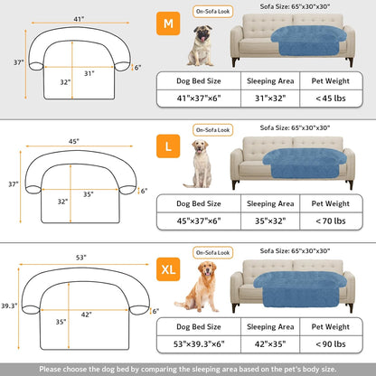 Calming Dog Bed Fluffy Plush Dog Mat for Furniture Protector with Removable Washable Cover for Large Medium Small Dogs and Cats (Large, Light Grey)