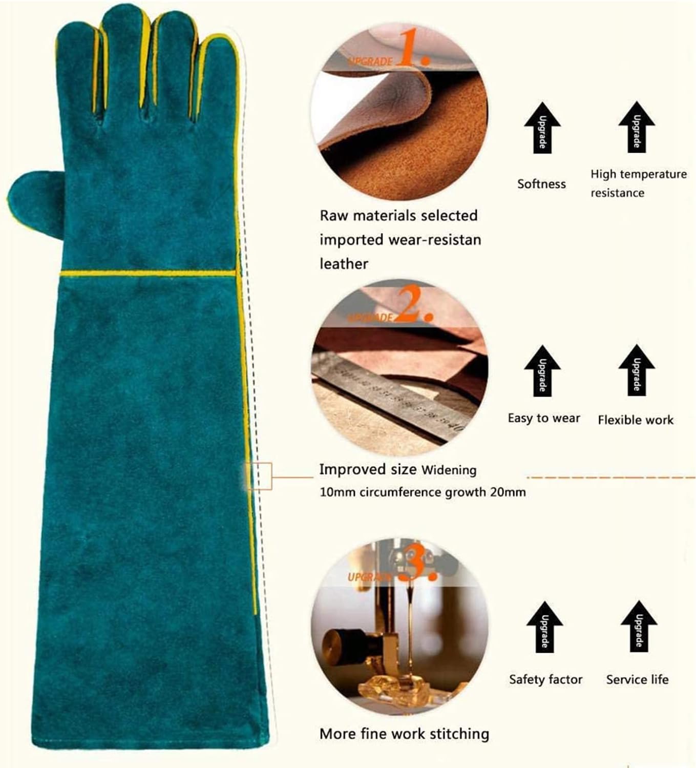 Animal Handling Anti-Bite Gloves, Reinforced Leather Welding Gloves for Gardening Dog Training Cat Scratch