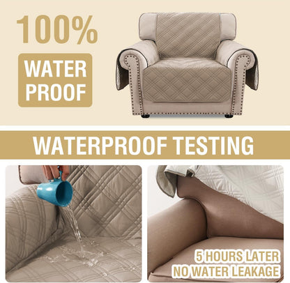 H.VERSAILTEX 100% Waterproof Slipcovers for Couches and Sofas Modern Pet Couch Cover Thick Soft Furniture Protector with Elastic Straps(Sofa, Lily Pad/Beige)