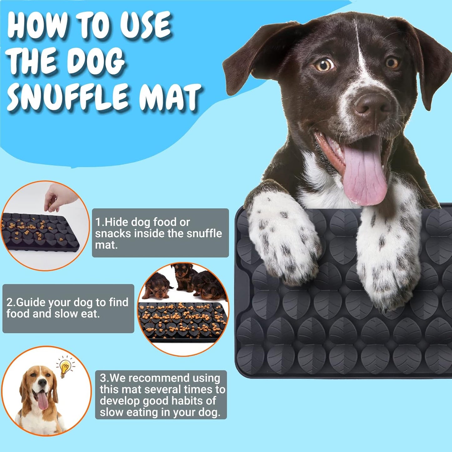 Silicone Snuffle Mat for Dogs Slow Feeder Lick Mat with Suction Cups Dogs Sniff Mat Dogs & Cats Entertainment Toys for Boredom(Black)