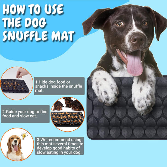 Silicone Snuffle Mat for Dogs Slow Feeder Lick Mat with Suction Cups Dogs Sniff Mat Dogs & Cats Entertainment Toys for Boredom(Black)