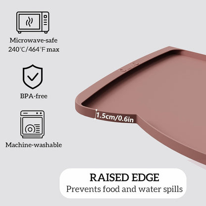 OHMO - Cat Food Mat, Silicone Pet Feeding Mat for Floor Non-Skid Waterproof Dog Water Bowl Tray, Easy to Clean Pet Placemat (Erythrinus, 18 * 9.8'')