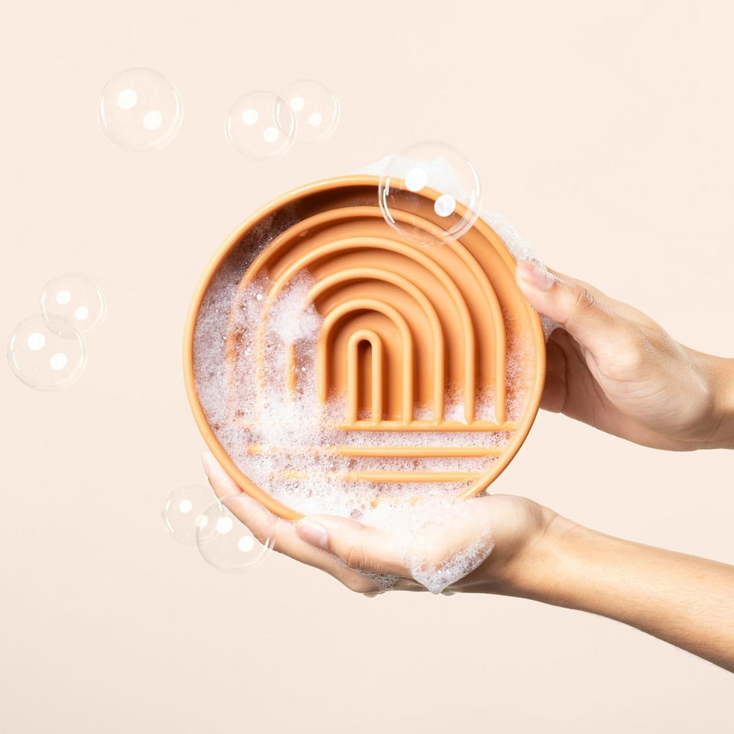 Should We Go? Slow Feeder for Dogs & Puppies, The Slowdown Bowl Silicone Slow Eating, Modern Lick Mat Design, Reduces Gulping, Fits 2 Cups, 7.5” Across x 1.5” Tall, Mealtime Challenge, Medium-Blush