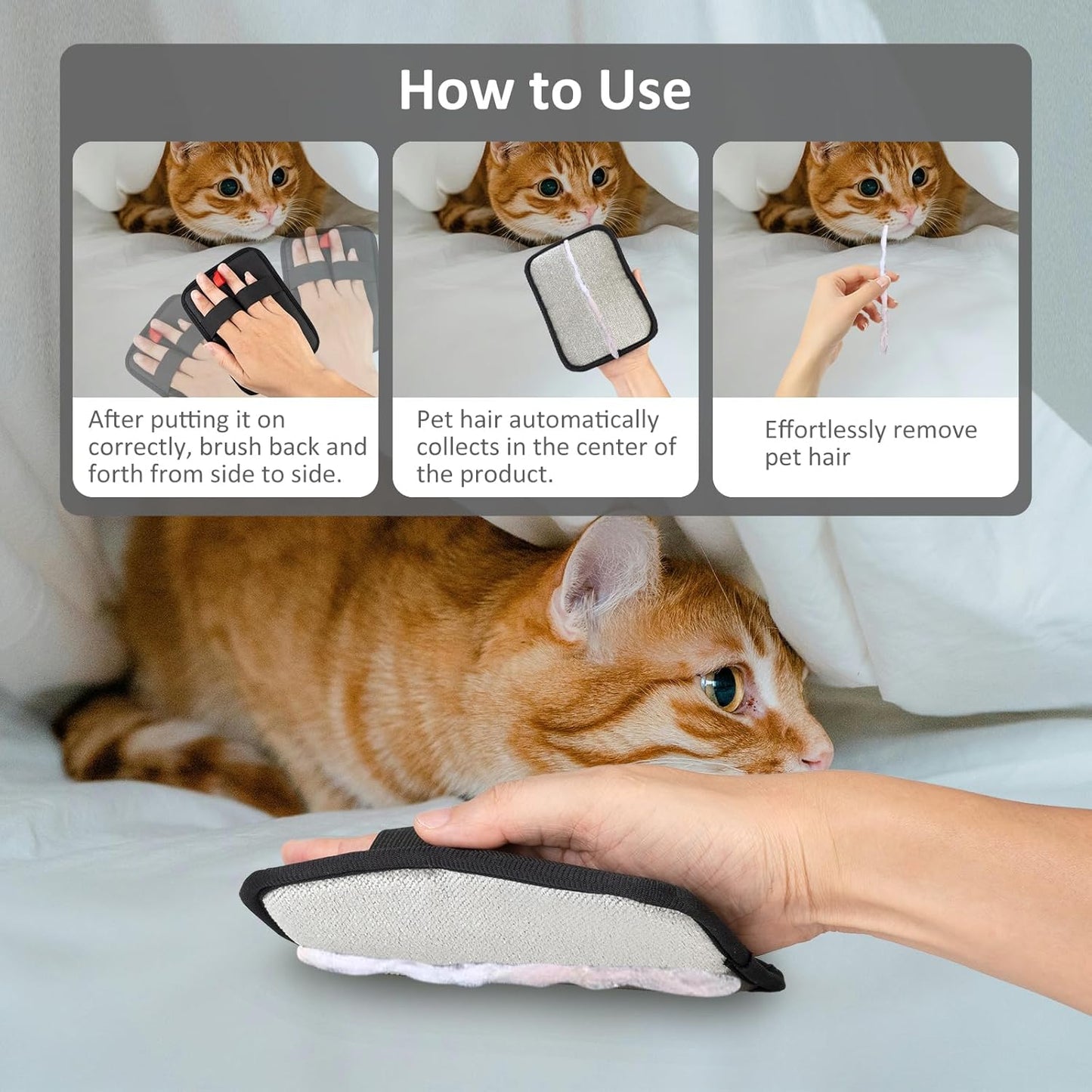 Obfuscate Pet Hair Removal Glove for Cats & Dogs,Reusable Electrostatic Pet Hair Remover Tool for Couch,Carpet,Car Seat