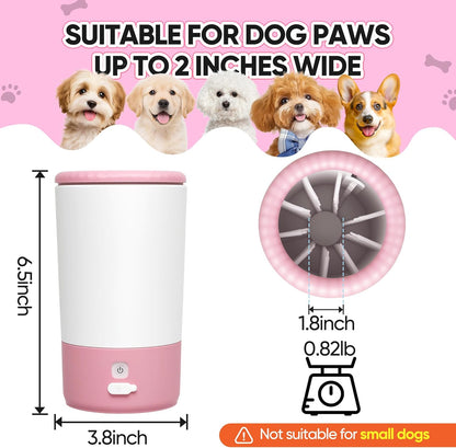 Electric Dog Paw Cleaner Cup for Medium Large Dogs, Automatic 360° Pet Paw Washer with Soft Silicone Bristles, USB Rechargeable Portable Dog Foot Cleaner for Muddy Paws After Walks, Hikes & Rainy Days