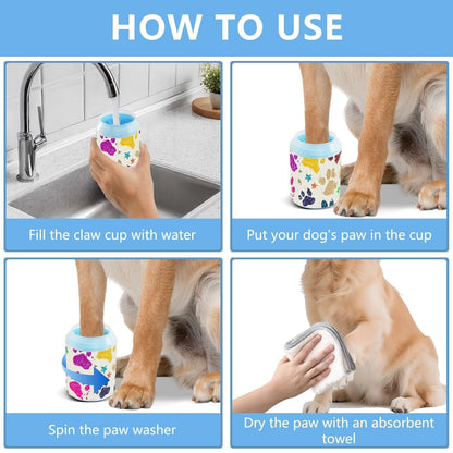 Dog Paw Cleaner Cups for Dogs Pet Foot Washer Paw Scrubber for Medium Small Dogs Cats Cleaning Cup Cute Yellow Fiesta Guitars Cacti and Ethnic Birds