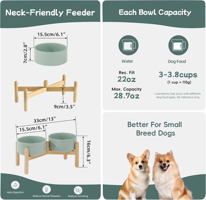 Havniva 8.3inch Ceramic Raised Dog Bowl with Stand, Elevated Dog Bowls for Large Breed Dog Food and Water Bowl Non-Slip Dog Dish Large Capacity Feeding Pet Water Bowl