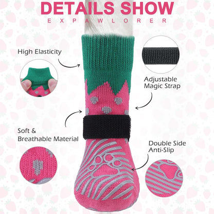 EXPAWLORER 6Pcs Anti-Slip Dog Socks to Prevent Licking Paws,Dog Shoes for Hot Pavement,Dog Booties Traction Control on Hardwood Floor,Boots & Paw Protectors, for Puppy Small Medium Large Senior Dogs