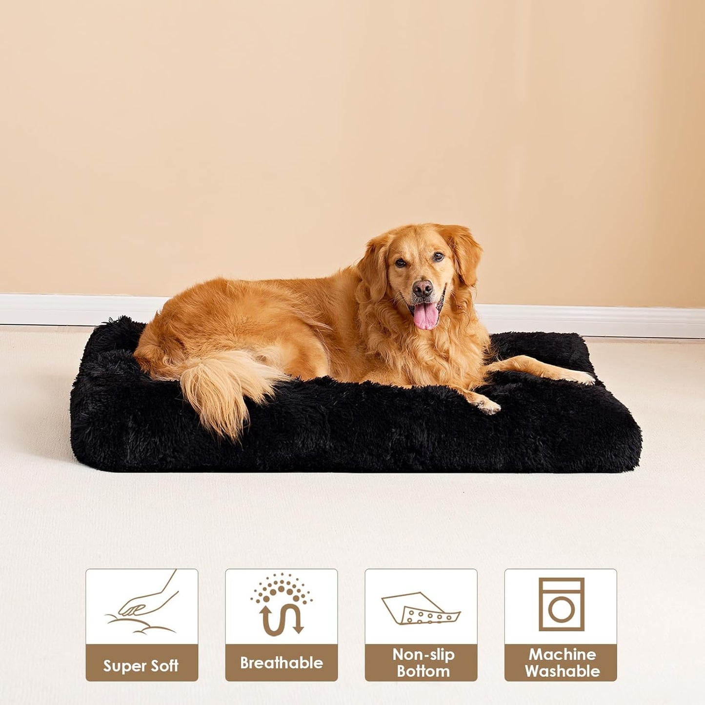 EHEYCIGA Fluffy Dog Crate Bed for Medium Dogs, Plush Faux Fur Crate Pad, Calming Anti Anxiety Medium Dog Bed, Washable Soft Warm Crate Mat with Non-Slip Bottom