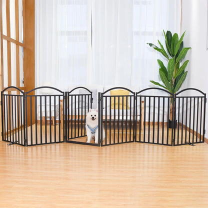 Malier Metal Freestanding Dog Gate, 32'' Height Outdoor Indoor Dog Fences, Extra Wide Foldable Puppy Gate for Stairs (Black, 【2 Panels】 40''W × 32''H)