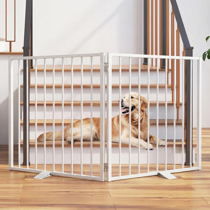 Snagle Paw Extra Wide Dog Gate,Free Standing Dog Fence with Door, Up to 104 Inch Wide Pet Gate with Support Feet for Stairs, Hallways, Doorways, Yard (Black, 4 Panels)