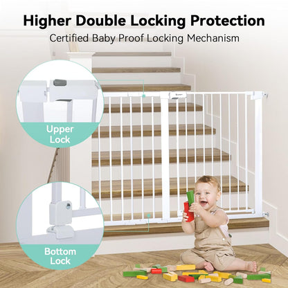 COMOMY 36" Extra Tall Baby Gate for Stairs and Doorways - Fits 29.5" to 48.8" Wide Openings, Auto Close Extra Wide Dog Gate for House, Pressure Mounted Easy Walk Through Pet With Door, Black