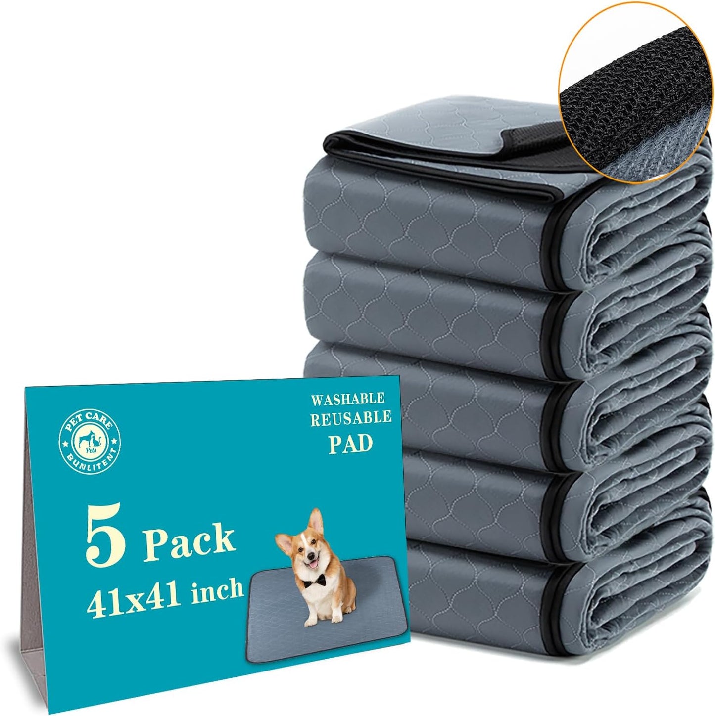 Bunlitent Washable Pee Pads for Dogs 72x72, 2 Pack, Extra Large Reusable Puppy Pads, Dog Training Pads with Quick Dry, Large Anti-Slip Dog Pee Pads, Whelping Pads, Potty Pad