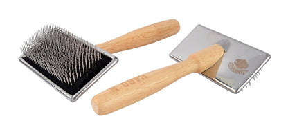 Furzone Wooden Slicker Brush - Stainless Steel Hard Pins for Dogs (Size M)