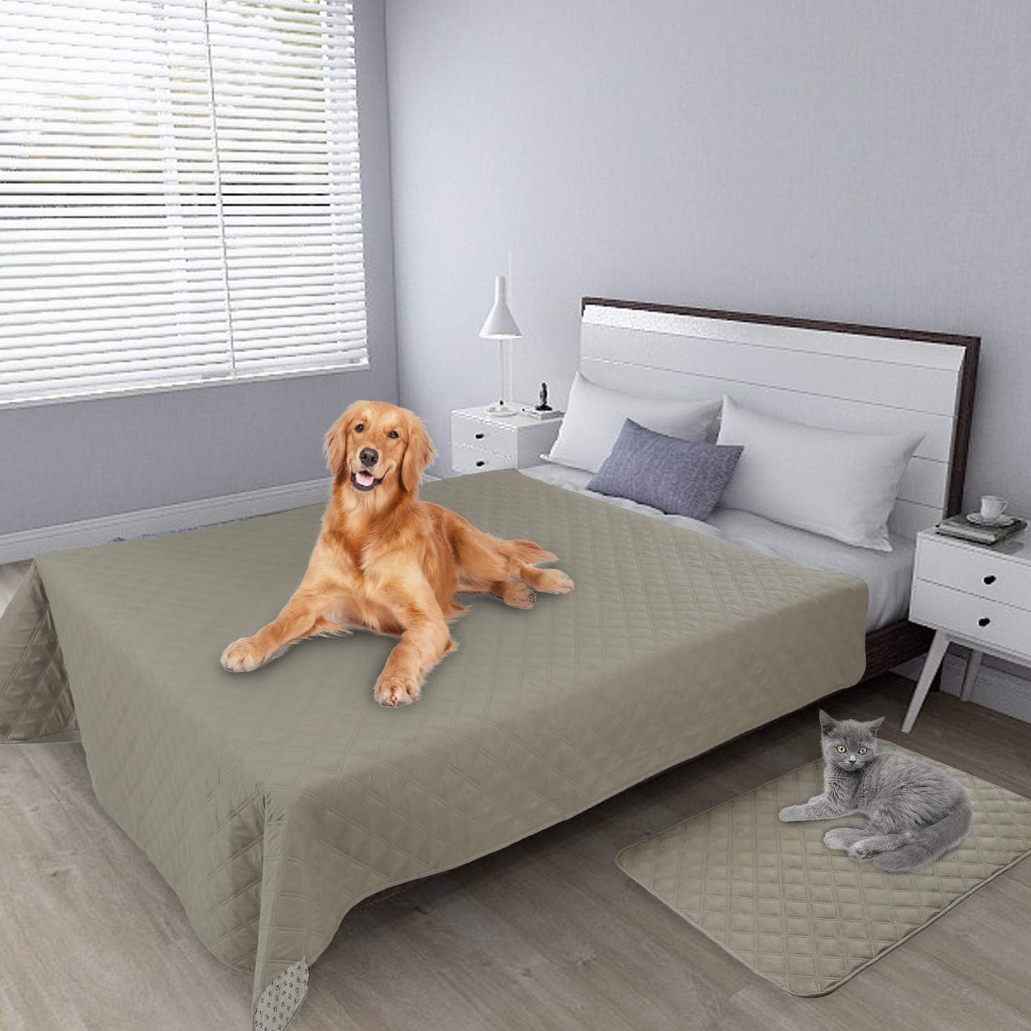 Easy-Going 100% Waterproof Dog Bed Cover, Non-Slip Pet Blanket for Furniture, Washable Couch Cover, Repleasement Sofa Cover (68x82 in,Gray)