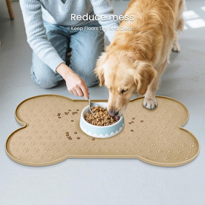 PWTAA Dog Food Mat Anti-Slip Silicone Dog Bowl Mat Thicker Pet Placemat Waterproof Cat Feeder Pad with Raised Edge Puppy Kitten Feeding Mats Suitable Small Medium-Sized Dogs Cats Eating Tray