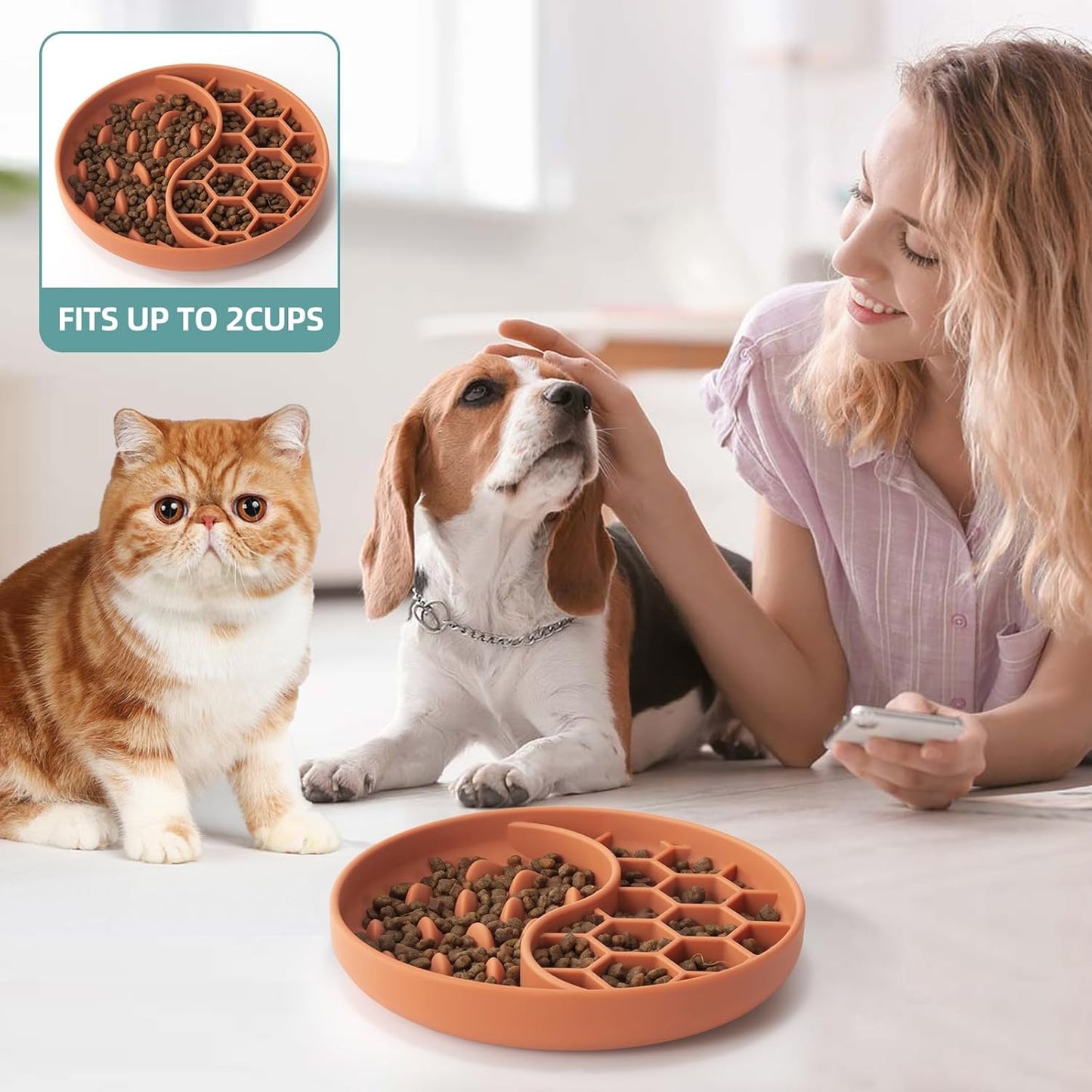 Slow Feeder Dog Bowls, Silicone Pet Food Bowls with Suction Cups, Non-Slip Dog Feeding Slow Down Pet Eating Speed for Fast Eaters, Anxiety Relief & Fun Added (Green)