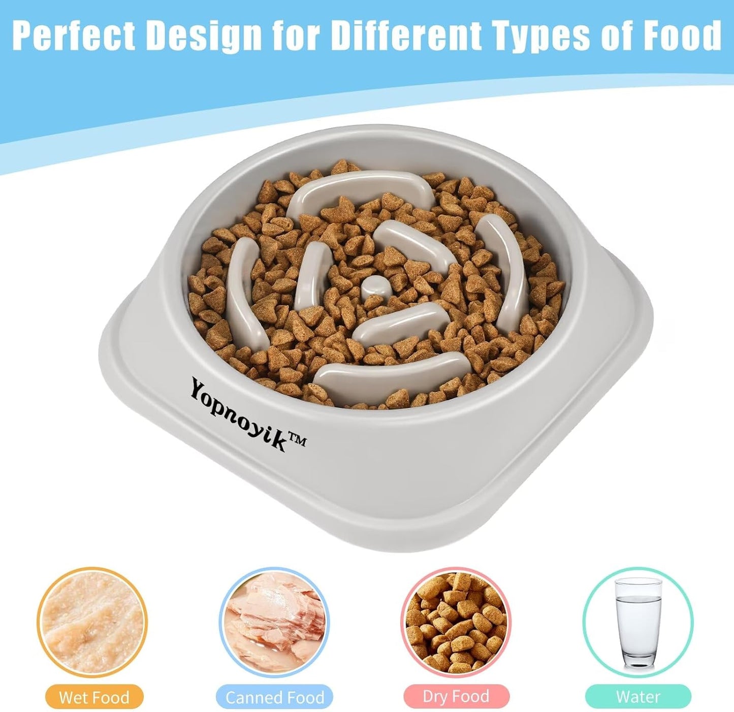 2 Pack Slow Feeder Dog Bowls for Healthy Eating, Non-Slip and Anti-Choking Design, Reduces Bloating & Overeating for Medium Dogs and Cats, Easy to Clean