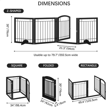 JSB 72-inch Extra Wide 28-inch Tall Dog gate, Freestanding Pet Gate for Halls, Stairs & Home, Pet Puppy Safety Dog Fence with 2PCS Support Feet (Black)