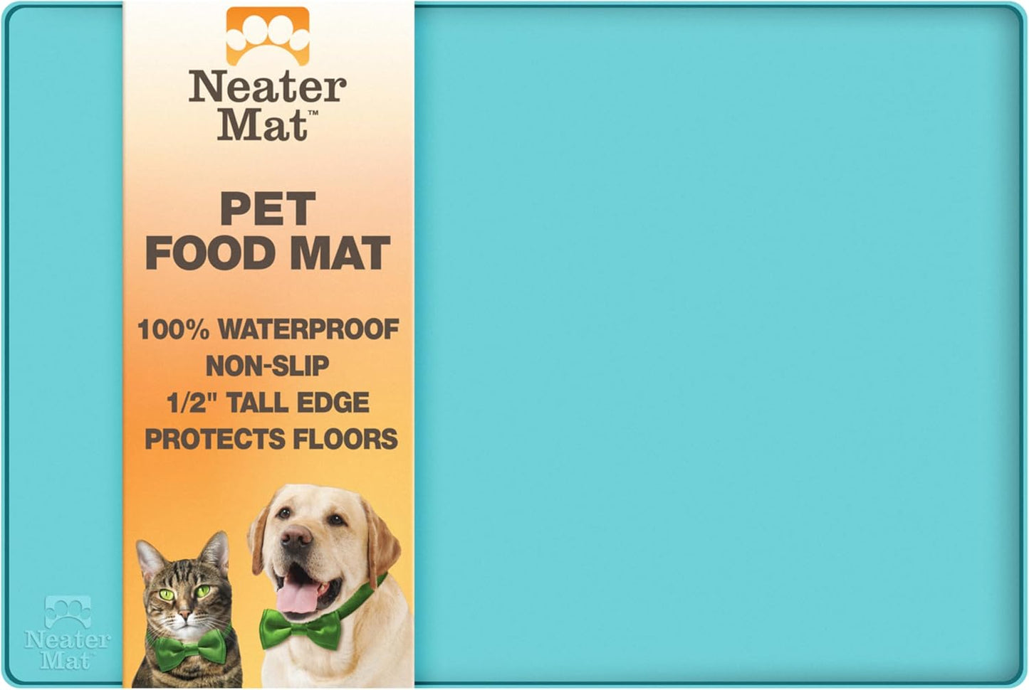 Neater Pet Brands Neater Mat Cat & Dog Food Mat, Waterproof & BPA-Free Silicone Placemat with Raised Edge for Under Food and Water Bowls, 19" x 12", Gunmetal Grey