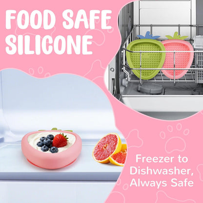 Freeze Dog Lick Bowl, Animire Non-Slip Slow Feeder Lick Mat for Dogs, Silicone Dog Enrichment Bowl for Distraction Anxiety Relief Boredom, BPA Free, Dishwasher Safe(Rose,S)