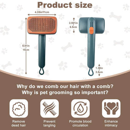 Self Cleaning Deshedding Cat Brush for Dogs & Cats,Adjustable Cat Brushes for Indoor Cats, Easy to Clean Grooming Tool for Long & Short Haired Pets