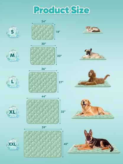 Rywell Dog Cooling Mat 2.0, Ocean Blue,44" x 32" Thick & Durable Cooling Mat for Extra Large Dogs, Long-Lasting Cool with Waterproof & Color-Changing Arc-Chill Tech (Q-Max>0.5) Washable& Non-Toxic