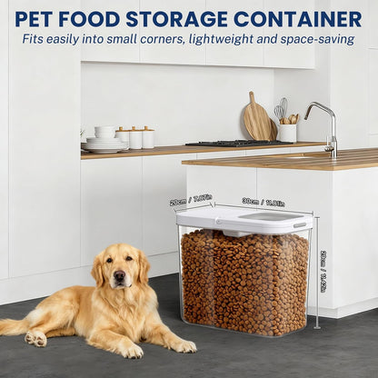 6 lbs Airtight Dog Cat Food Storage Container and Dog Treat Containers BPA-Free, PET Clear Stackable Pet Storage Bin, 1-Cup Scoop, 1-Sponge cleaning brush, Pop Top, With handle, Easy Mobility-Medium