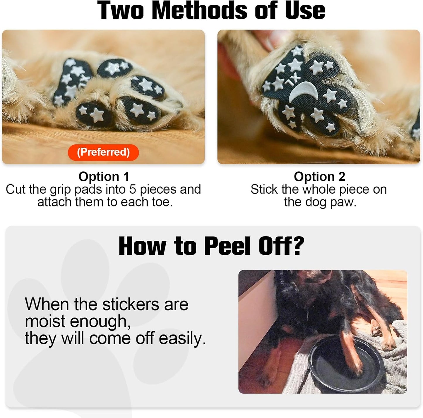 BEAUTYZOO Dog Paw Protector Anti-Slip, Paw Pads for Dogs Traction On Hardwood Floors, Paw Stickers Toe Grips for Hot/Cold Pavement for Senior Dogs, Shoes Boots Socks Replacement, 6 Sets (24 pcs) XXL