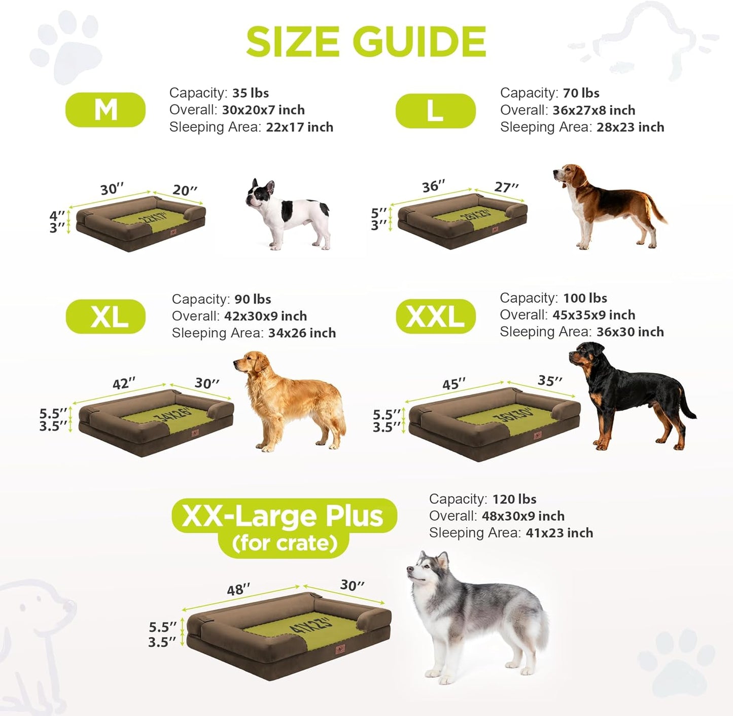 Extra Large Dog Bed, Orthopedic XL Washable Memory Foam Bed for Big Dogs Waterproof Pet Couch Sofa Bolster with Removable Cover, Non-Slip Bottom, Tennis Ball Toy, 42x30