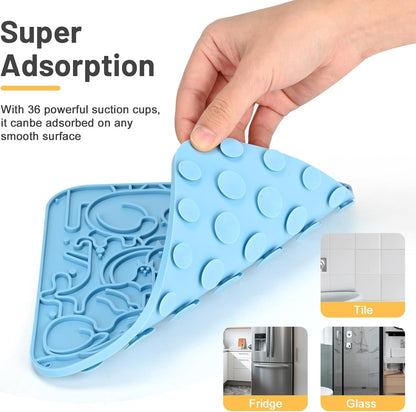 Lick Mat for Dogs,Lick Pads for Cats with Suction Cups- Large&Small Pet Anxiety Relief, Slow Feeder Dog Bowls, Bathing, Grooming and Training -2PCS Packing (Blue+Green, Large)