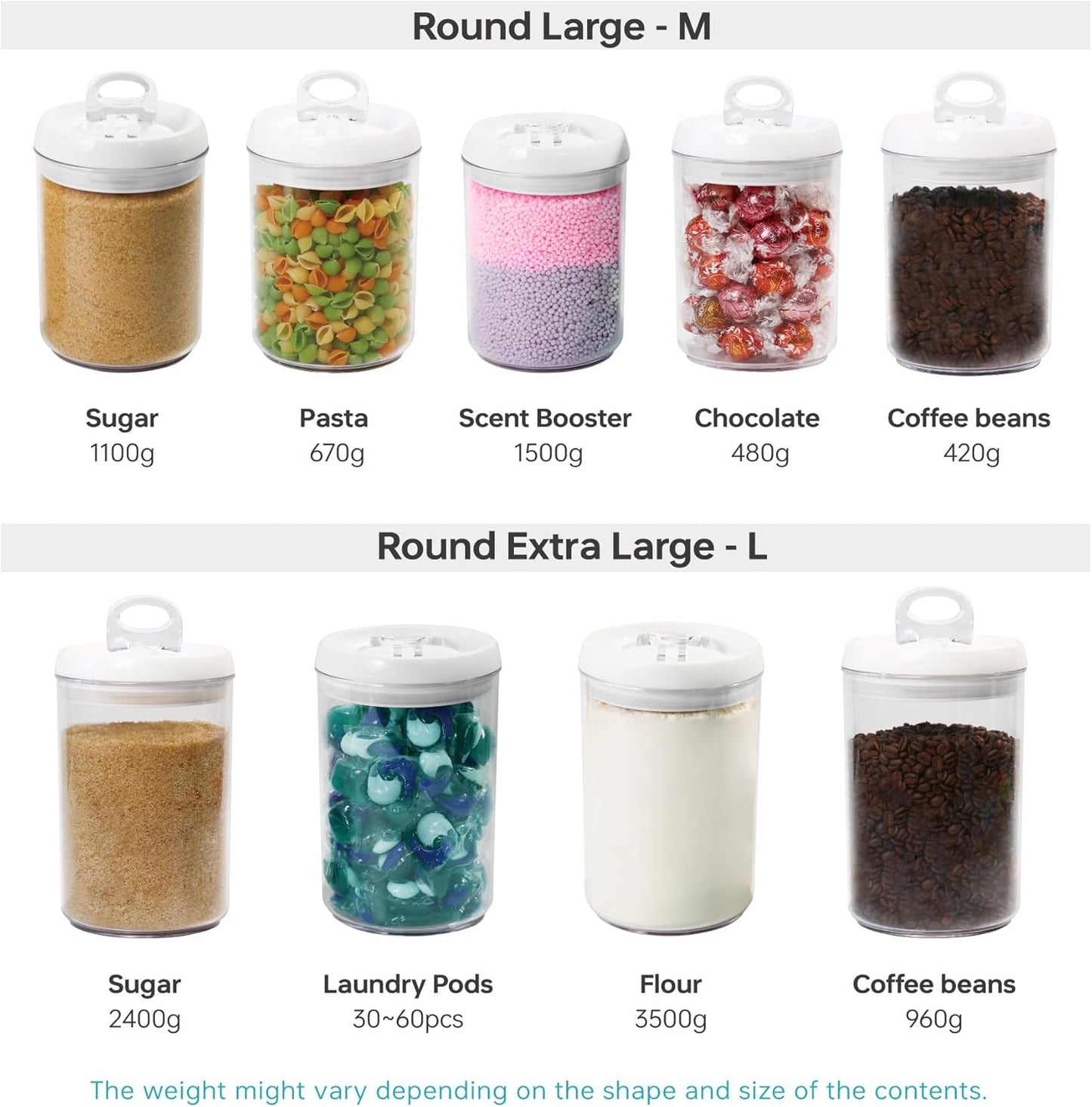 Felli Flip Tite Pet Food Container with Airtight Lids, BPA FREE Acrylic Canister with Paw Bone Fish Flip Top Handles for Cat Dog Kibble Treats Storage, Keep Fresh (Pet Collection Nest-L3pk)