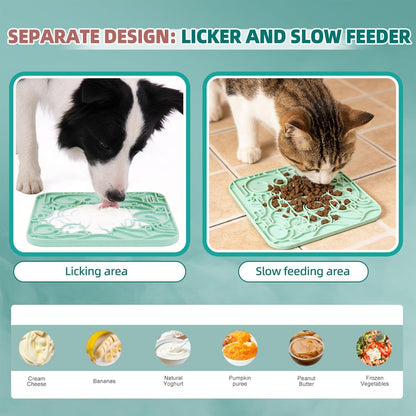 VI-FA Lick Mat for Dogs & Cats, Slow Feeder Licking Pad with Suction Cups for Anxiety Relief, Puppy & Kitten Mat for Bath Time, Grooming & Training (2 Pack, Yellow+Green)