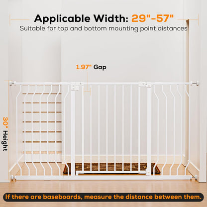 29-43" Baby Gate for Stairs, Baby Safety Essentials, Auto Close Gate for Doorways, Easy Install Pressure Mounted Dog Gate Indoor, Pet Gates for Dogs, White