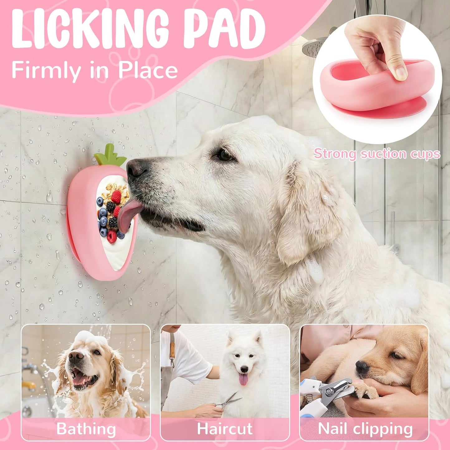 Freeze Dog Lick Bowl, Animire Non-Slip Slow Feeder Lick Mat for Dogs, Silicone Dog Enrichment Bowl for Distraction Anxiety Relief Boredom, BPA Free, Dishwasher Safe(Rose,S)
